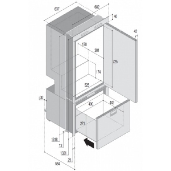 Buzdolabı/dondurucu. Model DW250 OCX2 BTX