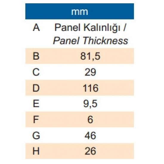 Mobella kanatlı tip kapı kilidi